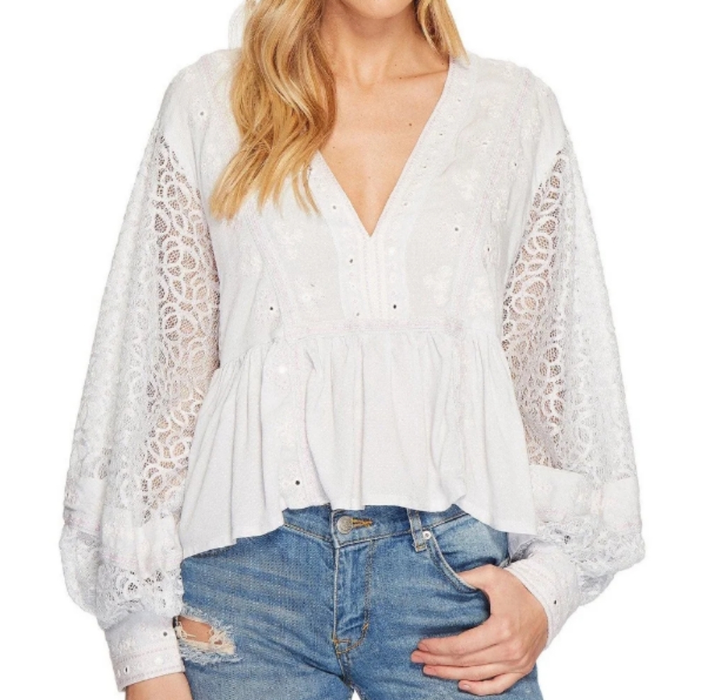 NWT Free People Off-white Boogie All Night Blouse